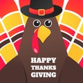 Happy thanksgiving day flat style design poster vector illustration Royalty Free Stock Photo