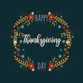 Happy thanksgiving day greeting card with natural decoration