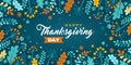 Happy thanksgiving day greeting. Vector banner, greeting card, background with text Happy thanksgiving. Vignette, frame Emblem Royalty Free Stock Photo