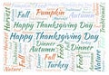 Happy Thanksgiving Day horizontal word cloud.