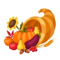 Happy Thanksgiving Day horn of plenty. Royalty Free Stock Photo