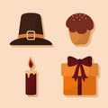 Happy thanksgiving day with icon set vector design Royalty Free Stock Photo