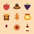 Happy thanksgiving day icon set vector design Royalty Free Stock Photo