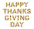 Happy thanksgiving day, lettering made of fresh fruits and berries