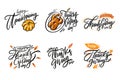 Happy Thanksgiving day lettering set 1. Hand drawn collection vector illustration. Isolated on white background. Royalty Free Stock Photo