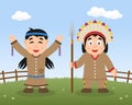 Happy Thanksgiving Day with Native Indians Royalty Free Stock Photo