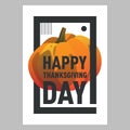 Happy thanksgiving day orange pumpkin postcard. Autumn holiday.