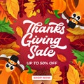 Happy Thanksgiving day sale background vector with decorative leaves. Abstract Happy Thanksgiving holiday sale vector background