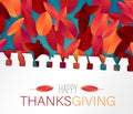 Happy Thanksgiving Day sale poster.  Background with red and orange fall leaves on torn out sheet of paper. American traditional n Royalty Free Stock Photo