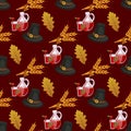 Happy Thanksgiving Day seamless pattern with holiday objects in flat style.