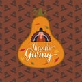 Happy thanksgiving day template with pumpkin and turkey bird Vector Royalty Free Stock Photo