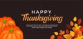 Happy thanksgiving day text background design with pumpkin fruit and dry leaves vector illustration banner template Royalty Free Stock Photo