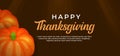 Happy thanksgiving day text with pumpkin fruit on wooden floor vector illustration banner template Royalty Free Stock Photo