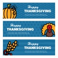 Happy Thanksgiving day. Three banners Royalty Free Stock Photo