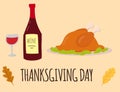 Happy thanksgiving day turkey design holiday fresh food harvest bird autumn season vector illustration