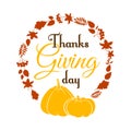 Happy Thanksgiving Day typography lettering poster. Autumn fall pumpkin harvest Royalty Free Stock Photo