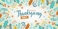 Happy thanksgiving day. Vector banner, greeting card, background with text of Happy thanksgiving. Vignette, frame Emblem with