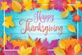 Happy Thanksgiving fall leaves and pumpkin wood background Illustration wallpaper Royalty Free Stock Photo