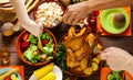 Happy Thanksgiving! Festive table with baked chicken Royalty Free Stock Photo