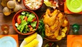 Happy Thanksgiving! Festive table with baked chicken Royalty Free Stock Photo