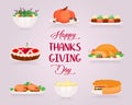 Happy Thanksgiving flat greeting card vector template