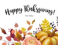 Happy Thanksgiving floral Greeting postcard, card design with Au