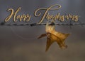 Happy Thanksgiving with golden oak leaf Royalty Free Stock Photo