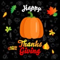 Happy Thanksgiving greeting card or background. Vector illustration.