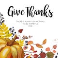 Happy Thanksgiving Greeting card, postcard design with Autumn se Royalty Free Stock Photo