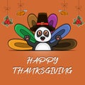 Happy Thanksgiving Greeting Card, Poster, or flyer Celebration Design With Panda Character. Royalty Free Stock Photo