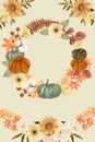 Happy thanksgiving halloween october festive celebrate retro greeting frame invitation card Royalty Free Stock Photo