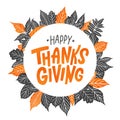 Happy thanksgiving. Hand drawn text Lettering card. Vector illustration. Royalty Free Stock Photo