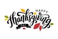 Happy thanksgiving. Hand drawn text Lettering card. Vector illustration.