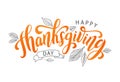 Happy thanksgiving. Hand drawn text Lettering card. Vector illustration.