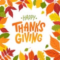 Happy thanksgiving. Hand drawn text Lettering card. Vector illustration. Royalty Free Stock Photo