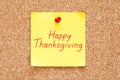 Happy Thanksgiving Handwritten On Sticky Note