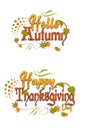 Happy Thanksgiving illustration background with autumn maple leaves, yellow and orange typography for Poster, card, label, prints. Royalty Free Stock Photo