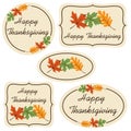 Happy thanksgiving labels with leaves