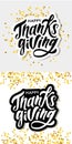 Happy Thanksgiving lettering Calligraphy Brush Text Holiday Vector Sticker Gold Set Royalty Free Stock Photo