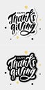 Happy Thanksgiving lettering Calligraphy Brush Text Holiday Vector Sticker Gold Set Royalty Free Stock Photo