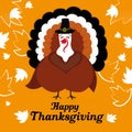 Happy thanksgiving logo with turkey