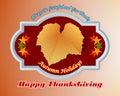 Happy Thanksgiving, message with vine leave Royalty Free Stock Photo