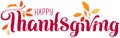 Happy Thanksgiving ornate text for greeting card. Autumn Leaves and Header Template Royalty Free Stock Photo