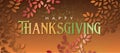 Happy Thanksgiving sentiment graphic against stylized fall leaf background Royalty Free Stock Photo