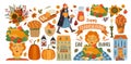 Happy Thanksgiving. Set of isolated vector illustrations for card, poster, flyer, web and other Royalty Free Stock Photo