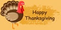 Happy thanksgiving lettering, decorated greeting. Creative style of postcard with live turkey