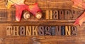 Happy Thanksgiving Sign With Oak Leaf and Acorns Royalty Free Stock Photo