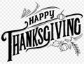 Happy Thanksgiving text hand drawn style with leaves and pumpkin decoration on png or transparent background vector illustration Royalty Free Stock Photo