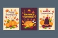 Happy thanksgiving, traditional holiday greeting cards set