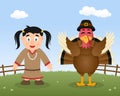 Happy Thanksgiving Turkey Native Woman Royalty Free Stock Photo